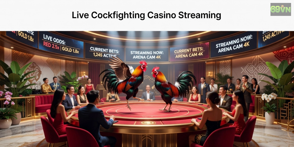 Khái niệm đá gà casino trực tiếp 69vn được minh họa qua hình ảnh trường gà hiện đại