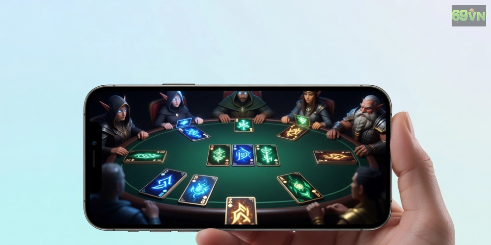 Minh họa khái niệm game bài online 69vn với giao diện chơi hấp dẫn và các lá bài đa dạng