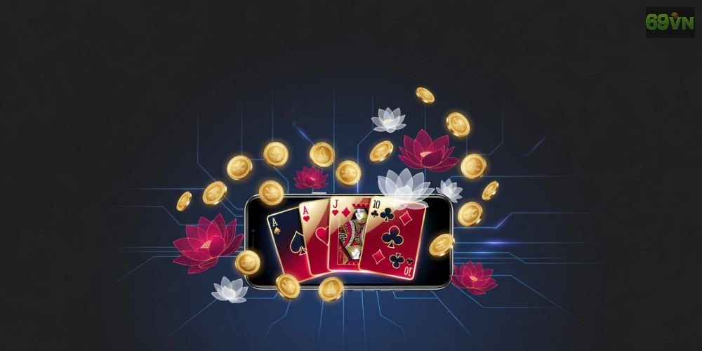 Minh họa khái niệm top game bài đổi thưởng 69vn với giao diện chơi bài hiện đại